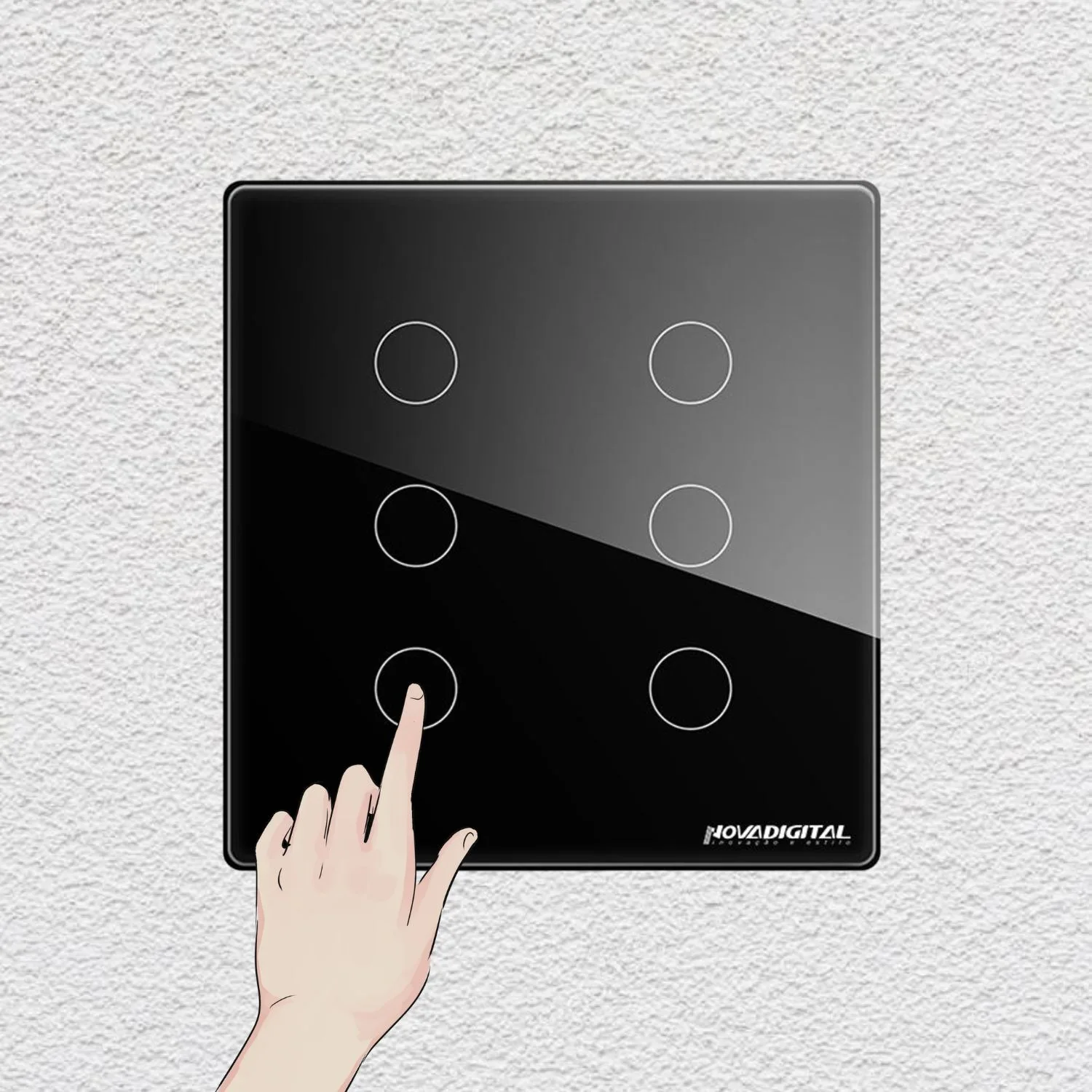 4X4 Touch Smart Switch with 6 Buttons Novadigital Black