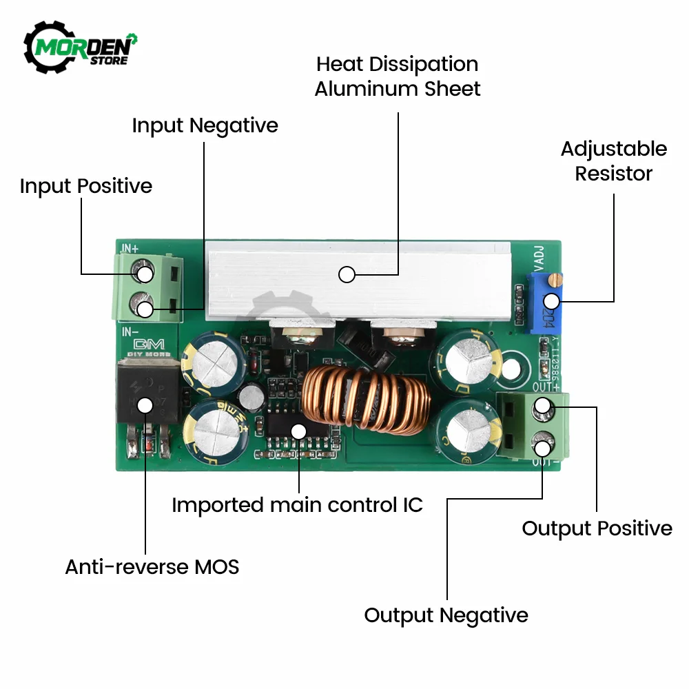 

Buck Converter 100W 15A DC7V-60V to DC1.25-35V Buck Converter Step-Down Module Power Supply Accessoires