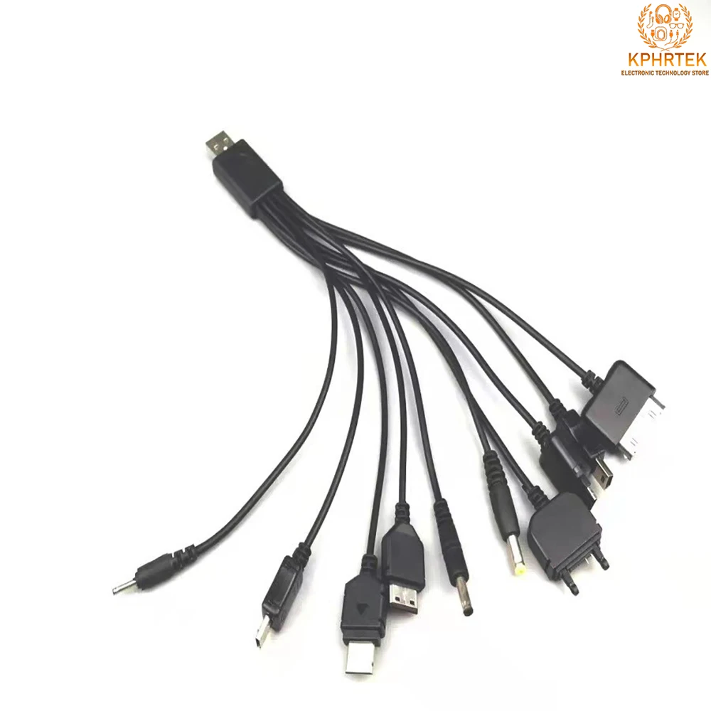 

50 PCs One-to-ten data cables, multi-function mobile phone charging cables, flashlight, solar powered, fast-loading car charger