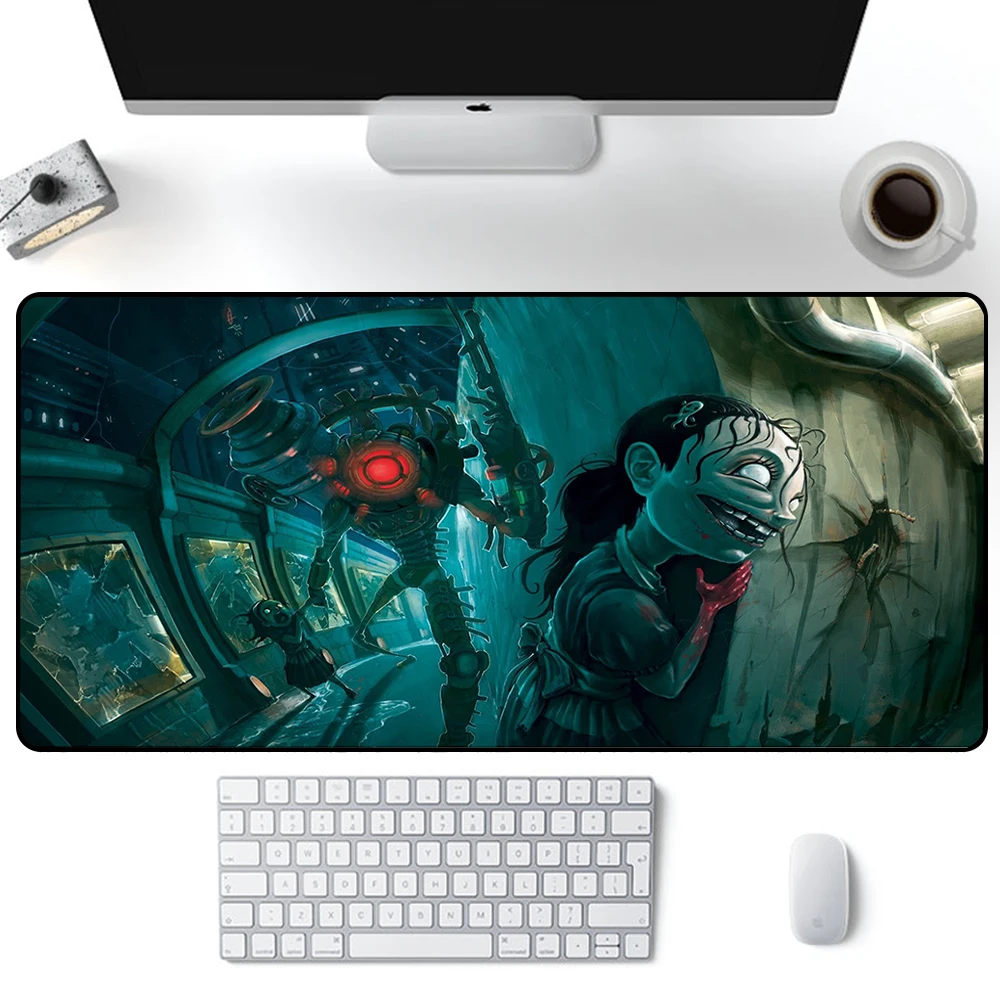 Bioshock Mouse Pad Large Gaming Mousepad PC Gamer XXL Computer Office Mouse Mat Silicone Keyboard Mat Desk Pad Laptop Mausepad