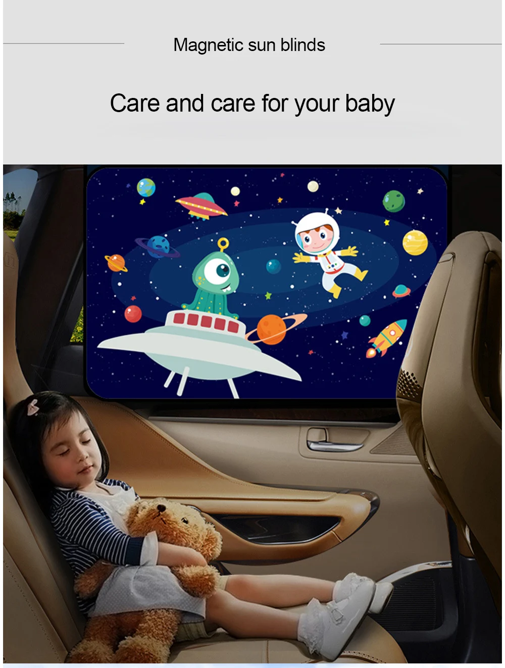 Magnetischer Vorhang im Auto Fenster Sonnenschutz Abdeckung Cartoon Universal Seitenfenster Sonnenschutz UV-Schutz für Kinder Baby Kinder – Detail 2