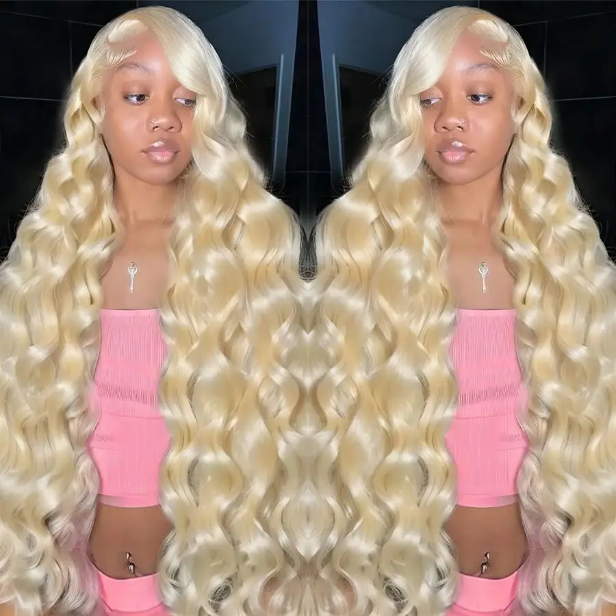 Honey Blonde Color Front Wig para Mulheres, HD Frontal Transparente Lace, Body Wave Cabelo Humano Perucas, 30 \