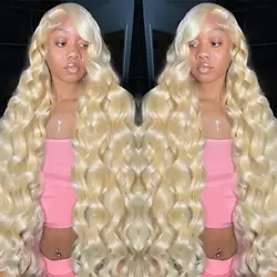 Honey Blonde Color Front Wig para Mulheres, HD Frontal Transparente Lace, Body Wave Cabelo Humano Perucas, 30 