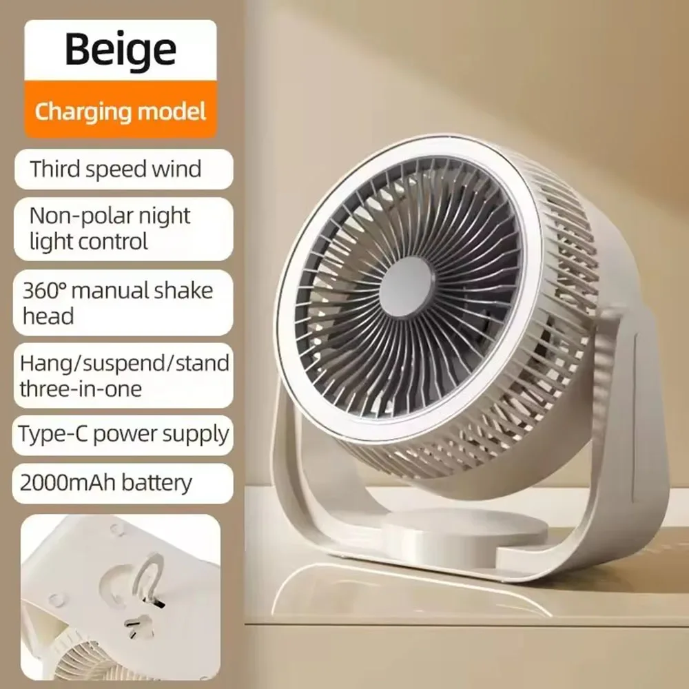 USB Rechargeable Portable Fan 2000mAh Camping Outdoor Cordless Fans Mini Desk Air Circulator Fan Travel Personal Cooling Fan view 6