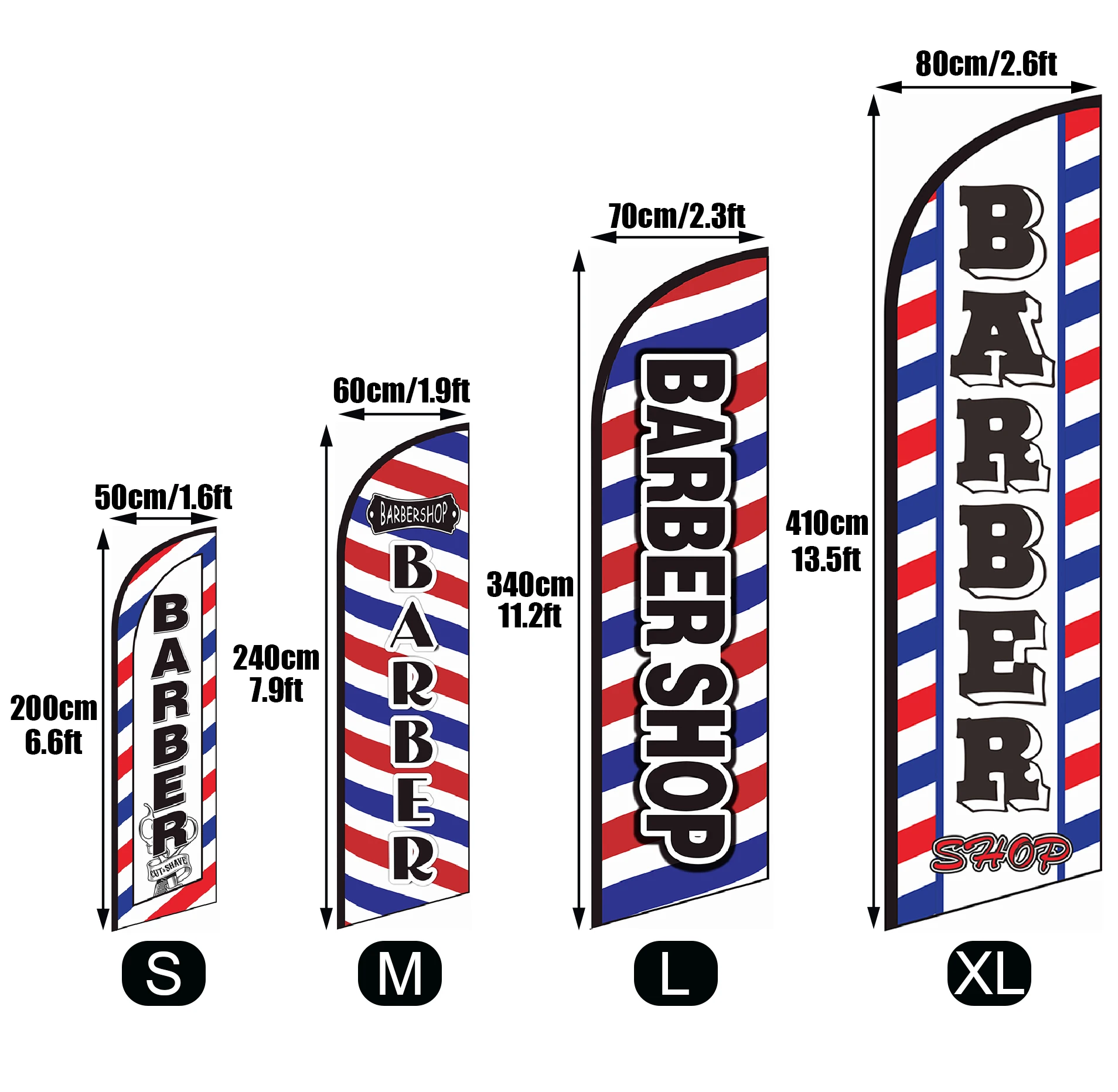Barber Shop Windless Feather Banner Flag Single Double Sided Custom Swooper Beach Flag for Salon Haircut Advertising Outdoor
