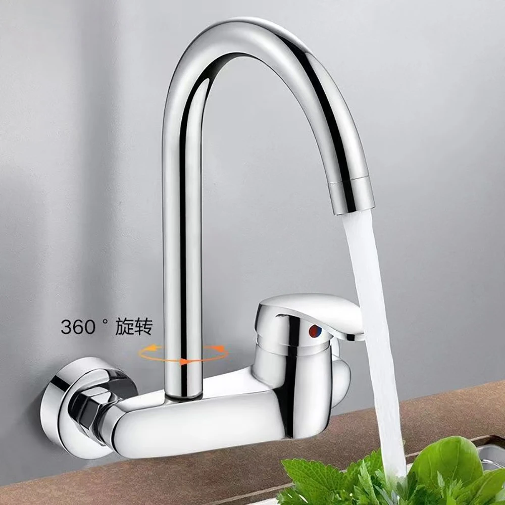 Brass kitchen in-wall hot and cold water faucet washbasin mixer valve universal faucet