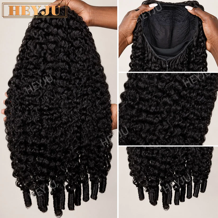 

Burmese Curly Half Wigs Human Hair Wig 30 32Inch Brazilian Glueless Wig Human Hair Ready to Wear 3 IN 1 Half Wig With Drawstring