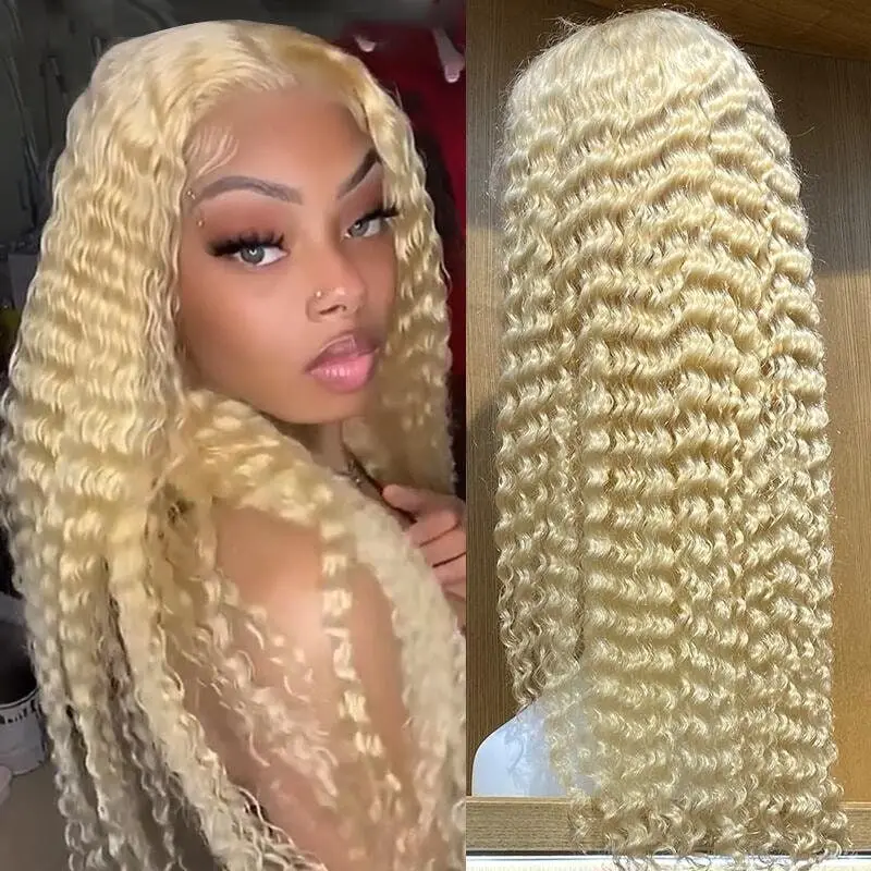 13x4 Lace Front Human Hair Wig For Women Blonde Curly Wigs Water Wave Lace Wigs 13x6 613 HD Lace Frontal Wig Deep Wave