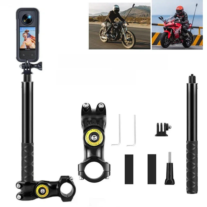 AliExpress DIXSG for Insta360 X3 X4 Motorcycle Bicycle Bracket with Invisible Selfie Stick for GoPro Hero12 11 10 DJI Action Cameras Accessories