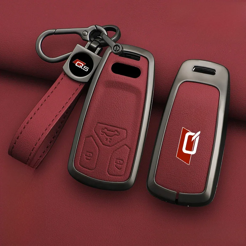 Zink legierung Leder Auto Schlüssel etui Abdeckung Schale für Audi Q5 Sq5 8R fy 2015 2022 2023