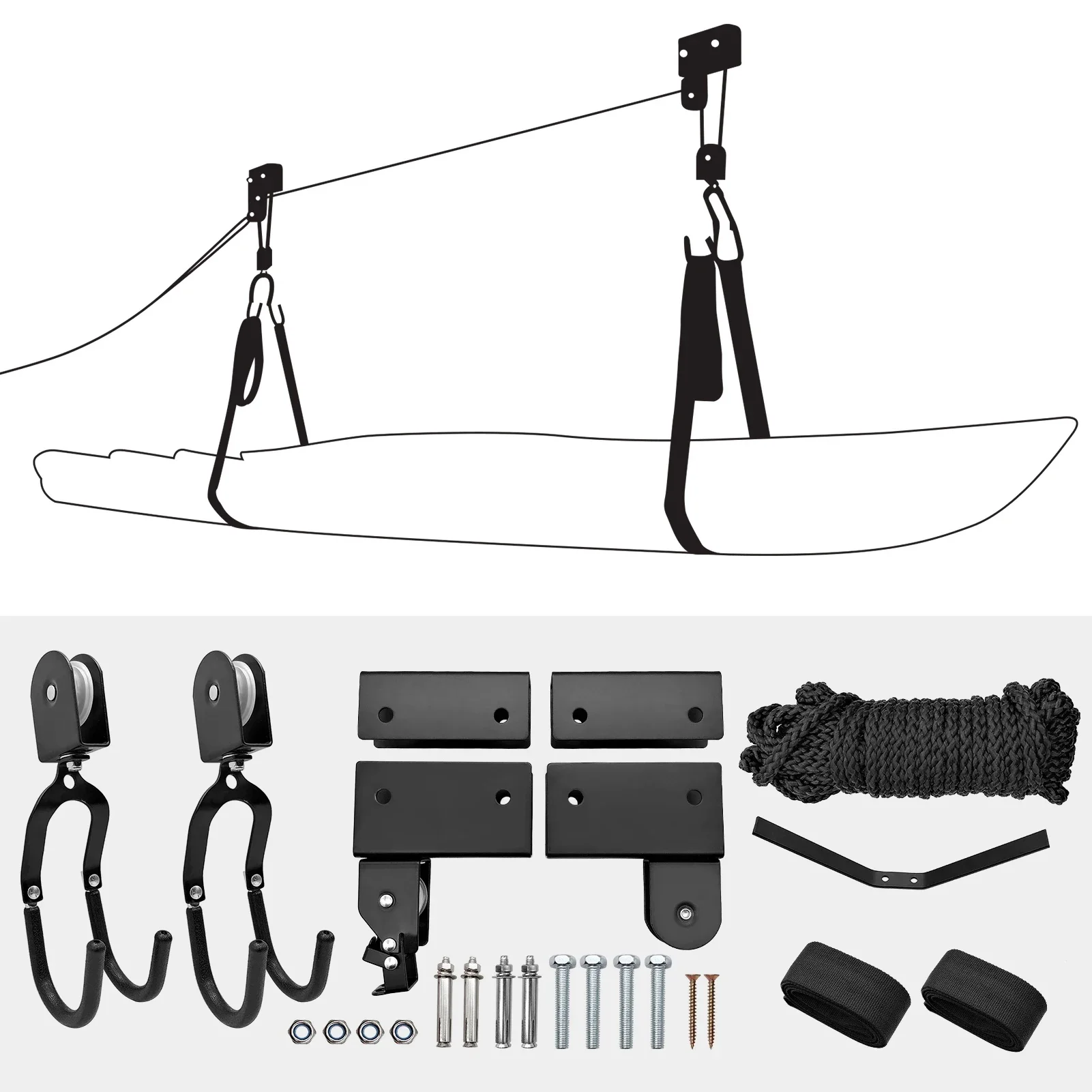 AliExpress NONE Kayak Lift with Hanging Pulley System Kayak Ceiling Rack Garage Ceiling Mount for Bicycle Paddleboard Canoe