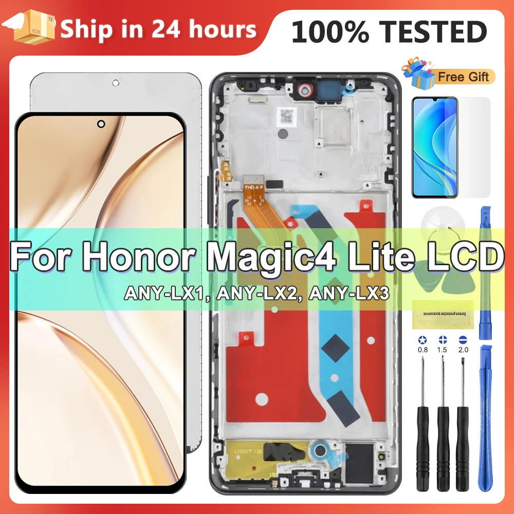 For Honor Magic4 Lite ANY-LX1/2/3 LCD With frame for HUAWEI Honor Magic 4 Lite LCD Touch Screen Digitizer Assembly Replacement