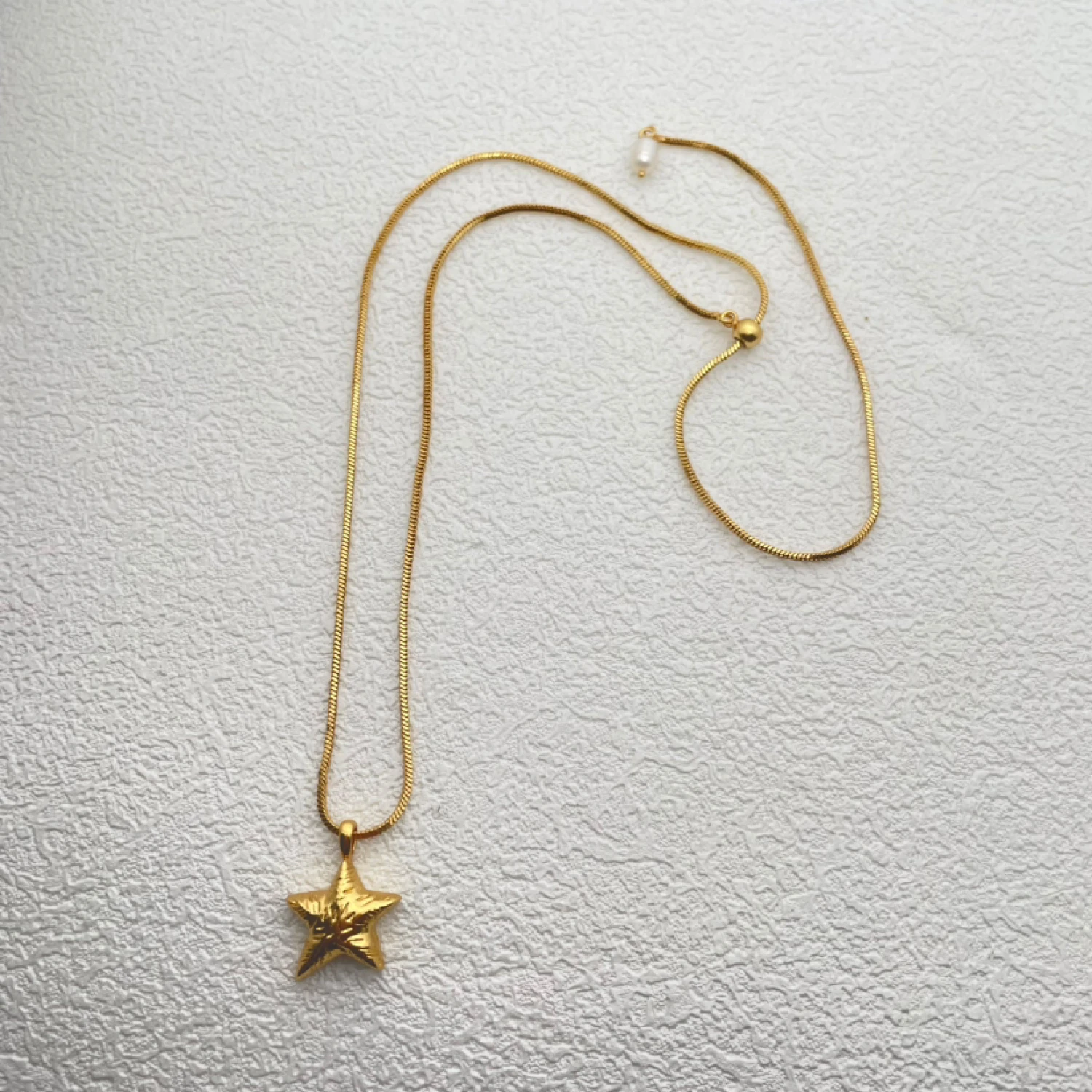 YAJUNIEL 24K Gold Plated Starfish Pendant Necklace Adjustable Long Snake Chain for Women Hypoallergenic Elegant Brand Jewelry