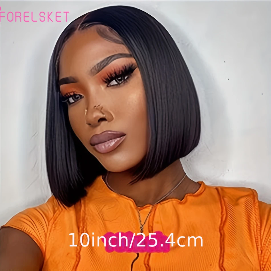 Short Bob Wig Bone Straight Bob Wig Lace Front Human Hair Wigs For Women Lace Frontal Wig  Wig Human Hair 180%