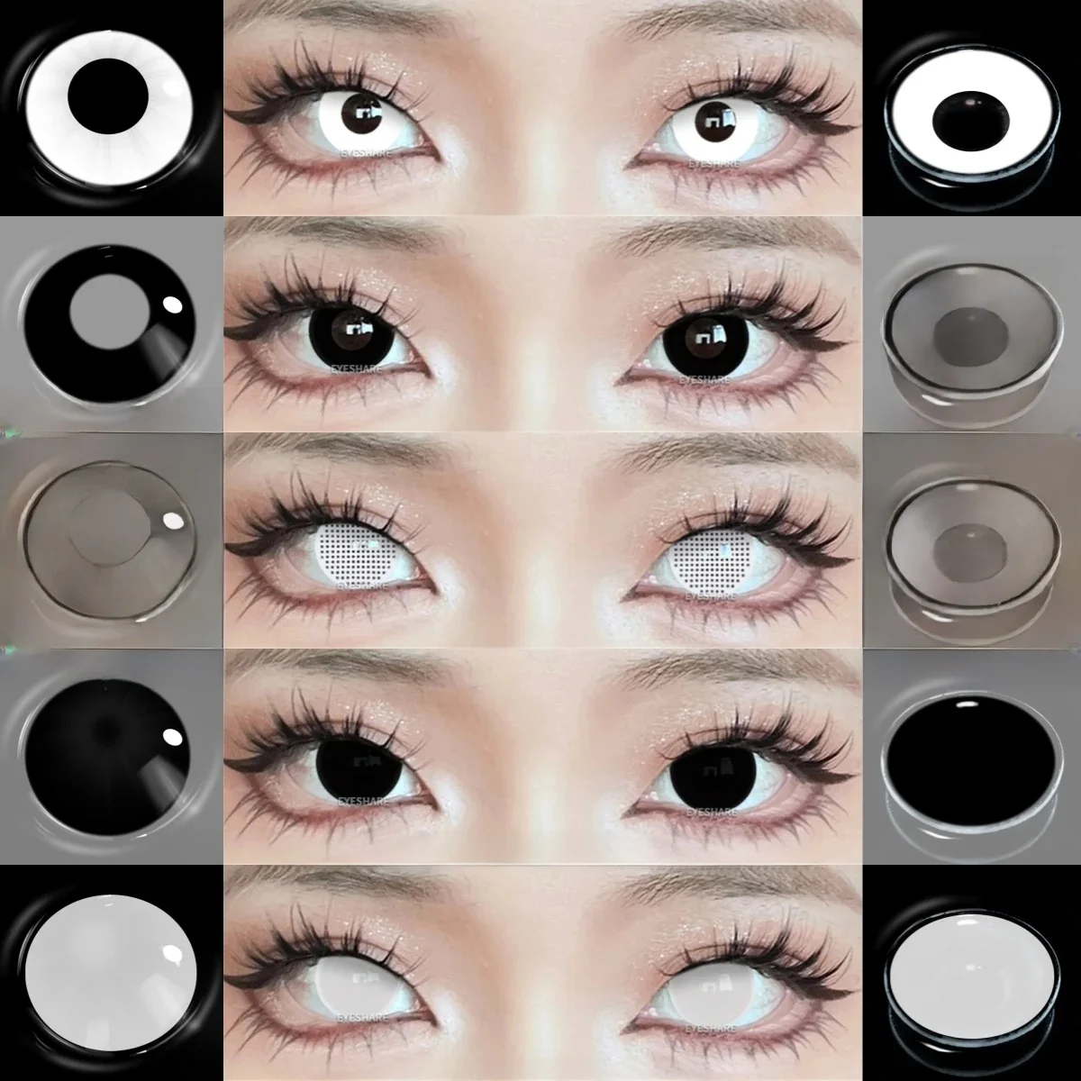 EYESHARE Cosplay Białe kolorowe soczewki kontaktowe 2szt Szalone czerwone soczewki kontaktowe Anime Czarne soczewki do oczu Halloween Beauty Makeup Lens — 2