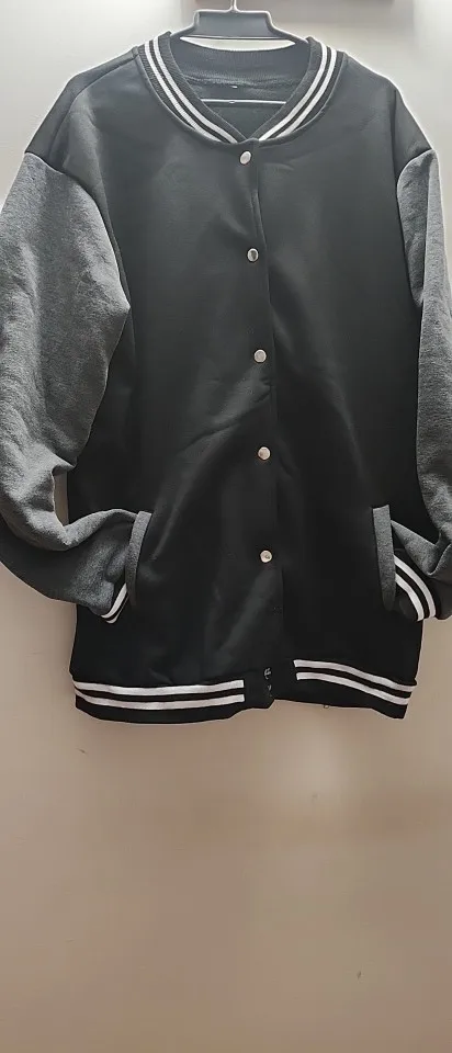 Black Gray White Solid Color Jacket Loose Oversize S-5XL Clothes Men Women Baseball Uniform Street Coat Warm Fleece Soft Jackets photo review