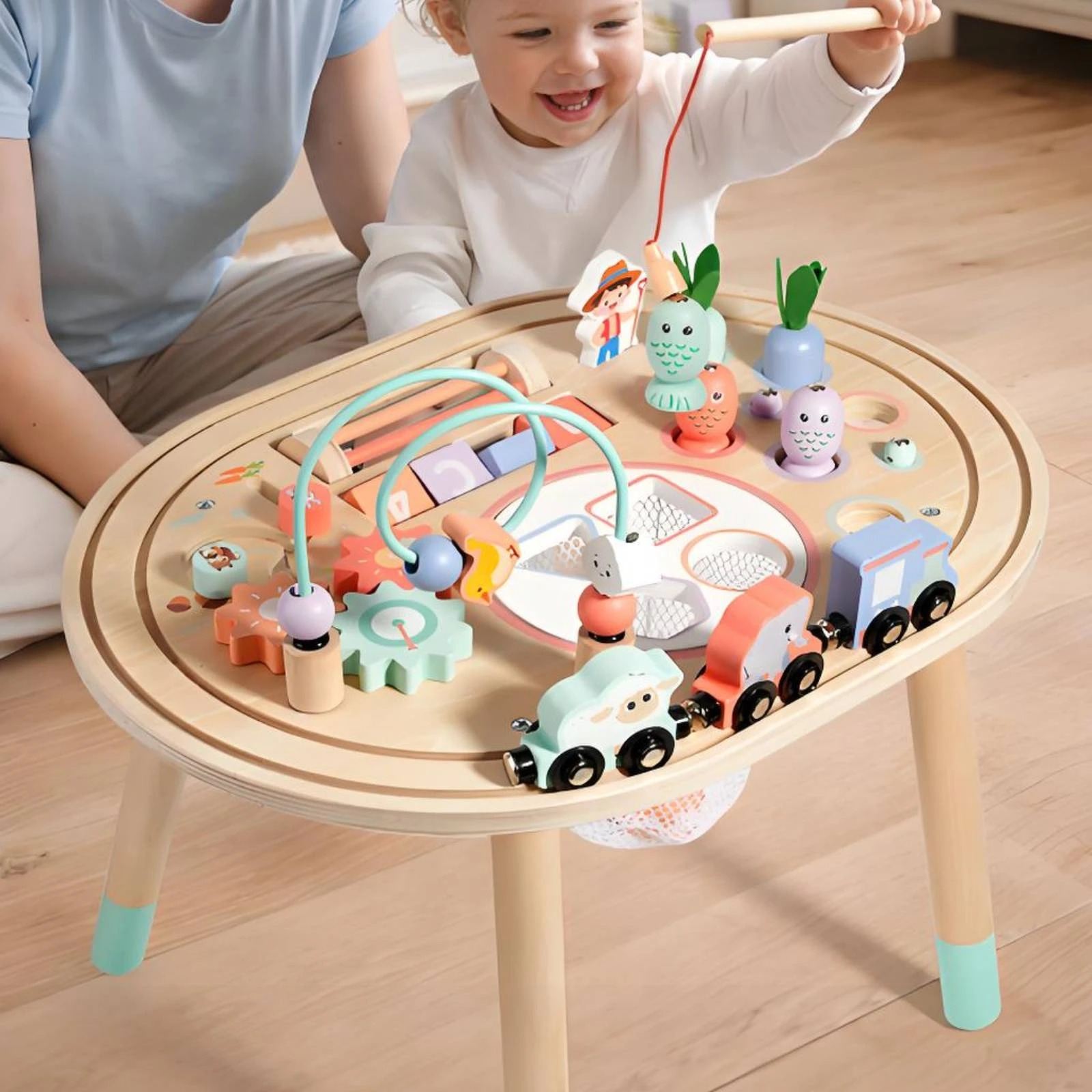 10 in 1 Wooden Activity Table Sensory Table Montessori Developmental Table Toy for Kids Infants Newborn Gift