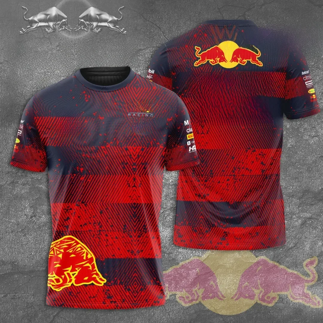 AliExpress 2025 Red Bull Brand Racing Print Casual Graphic T-shirt Short-sleeved Sports Men's T-shirt Mountain Cycling Casual Racing Suit