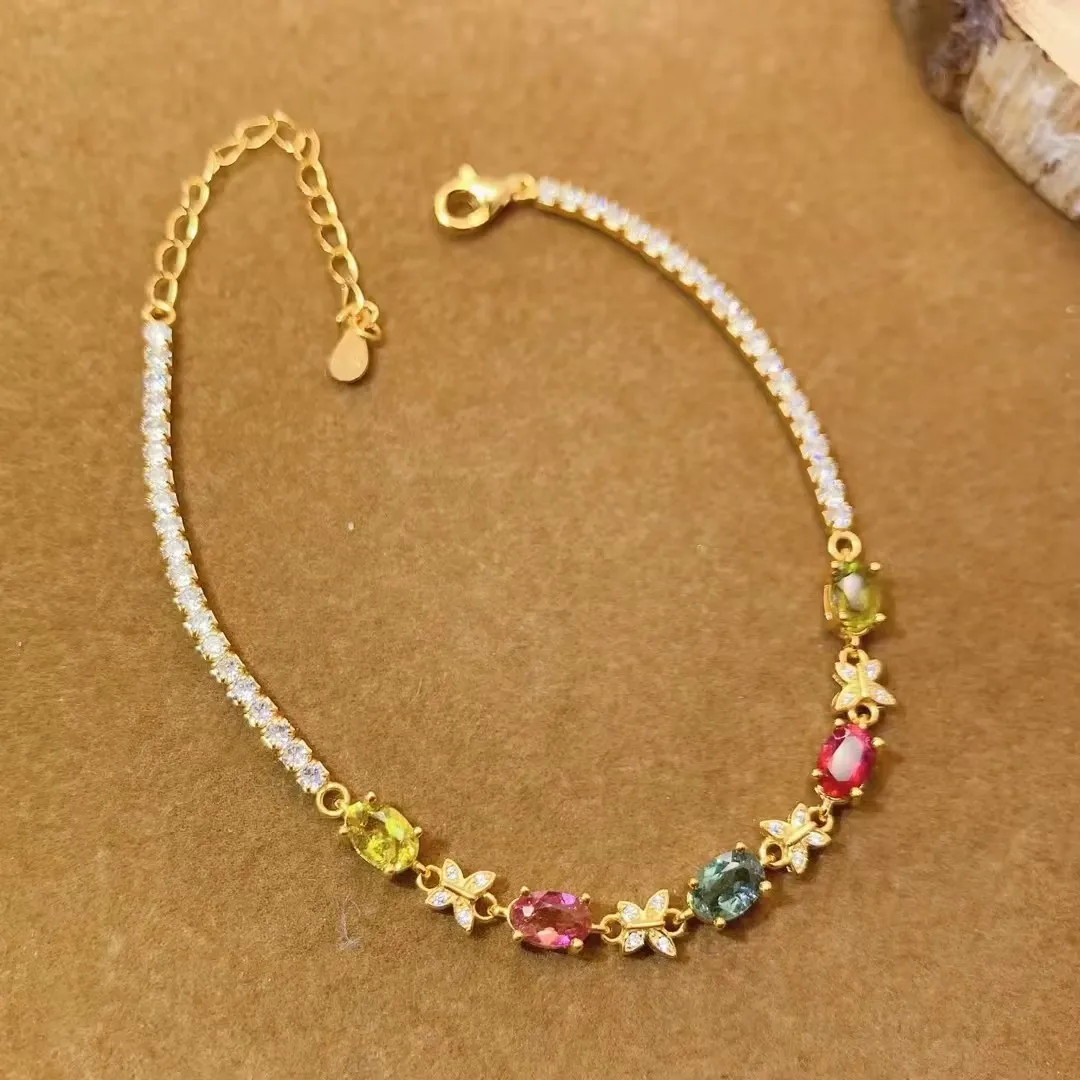

KJJEAXCMY Fine Jewelry Natural Tourmaline Women's Bracelet S925 Pure Silver give your girlfriend a birthday party gift