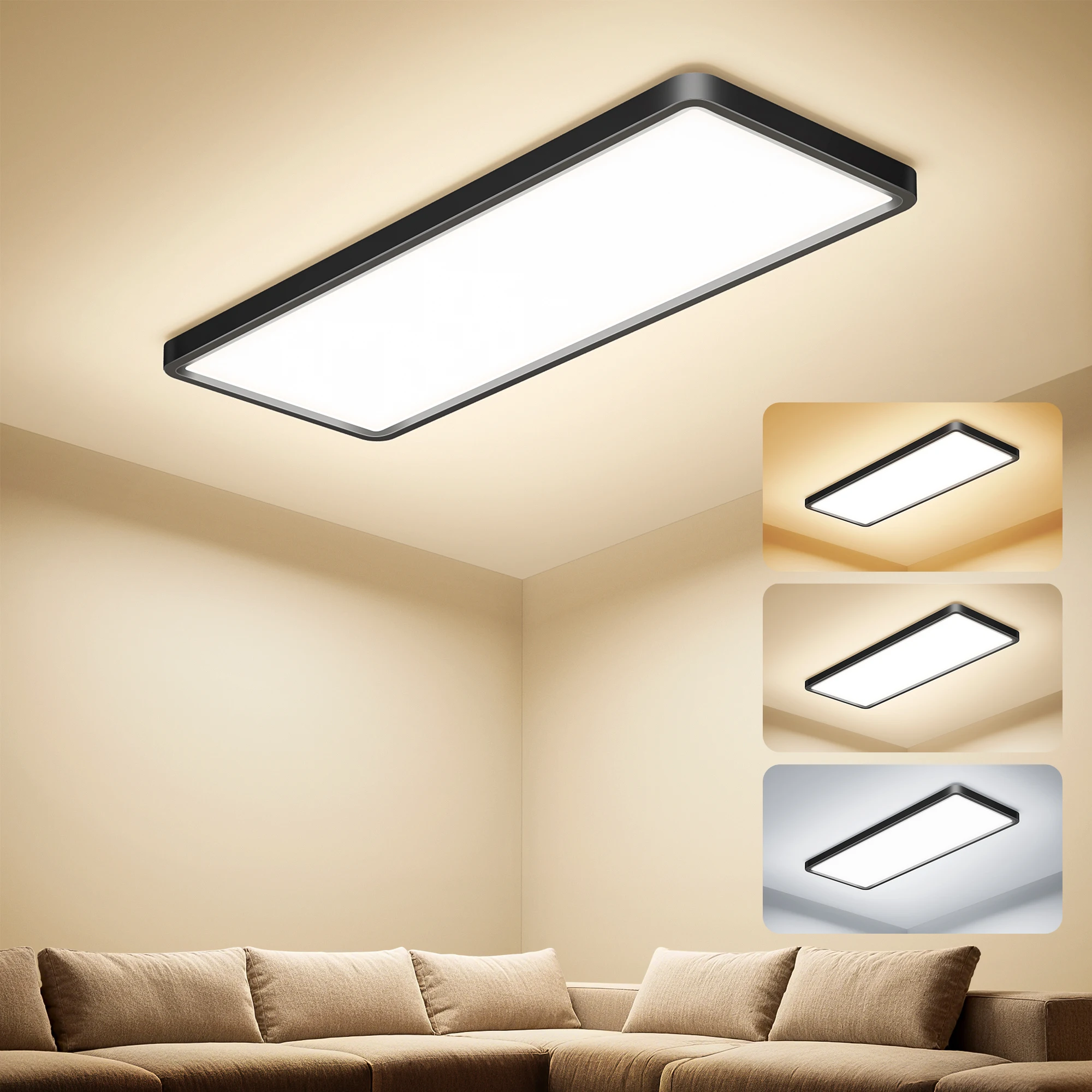 39728-351170.jpg Plafón LED de techo rectangular ultrafino de 23 pulgadas, 32W+8W, 3000 lm y 3 CCT