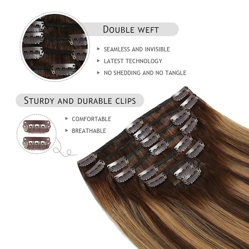 Straight Clip In Hair Extension Human Hair 120G Straight Clip In Extension Full Head Brazilian Clip Hair Extension For Women