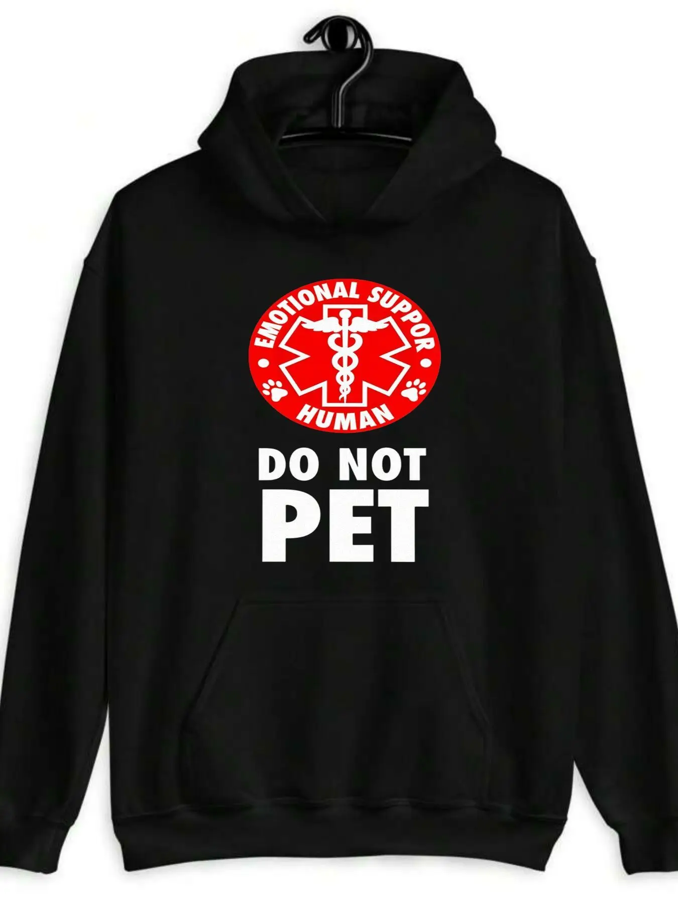 

Men's Emotional Support Human Do Not Pet Hooded Sweatshirt Symbol Service Animal Handler Jacket Loose Fit Casual Pullover Hoodie