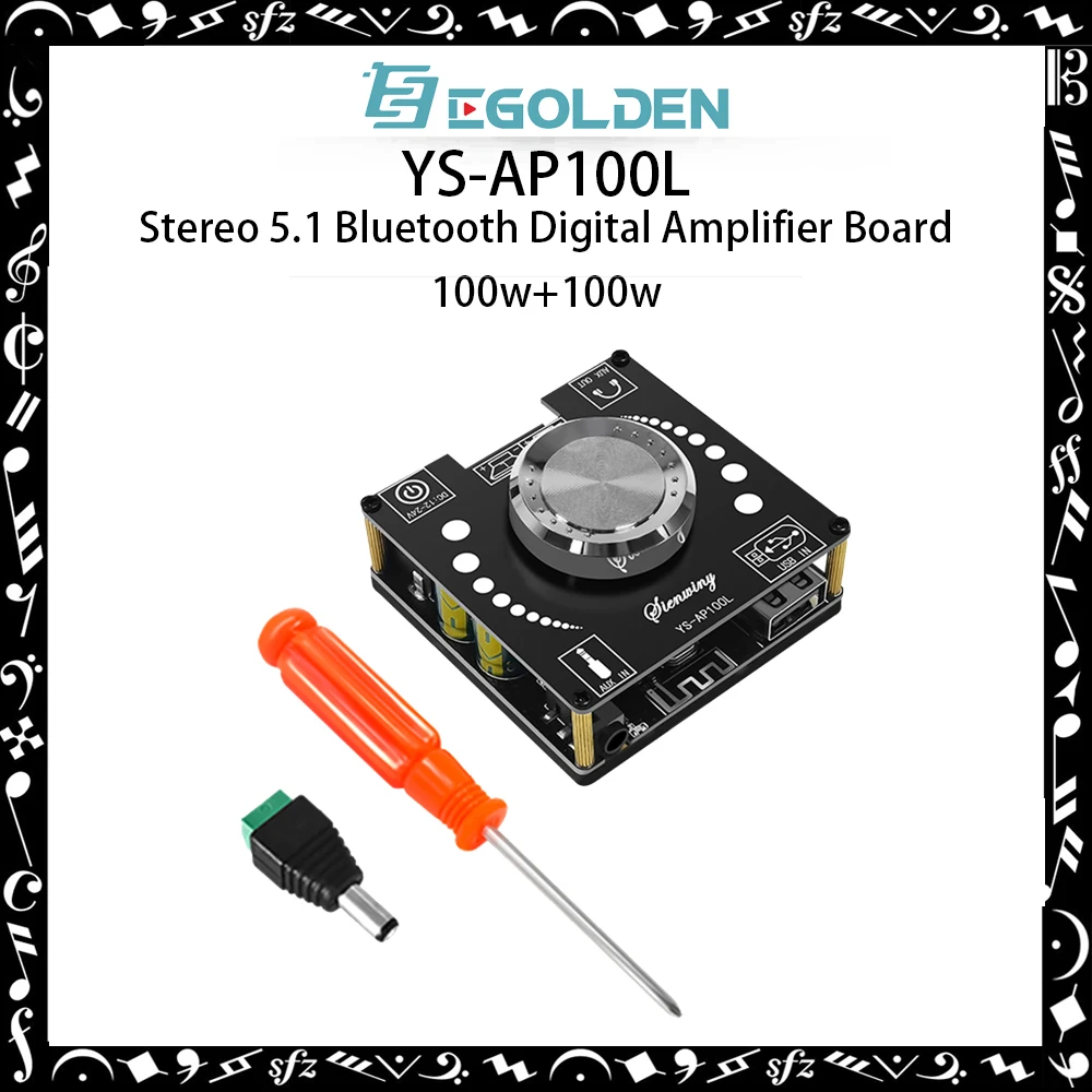 

YS-AP100L 100W стерео Bluetooth плата цифрового усилителя, двухканальная 360 ° Плавная Настройка