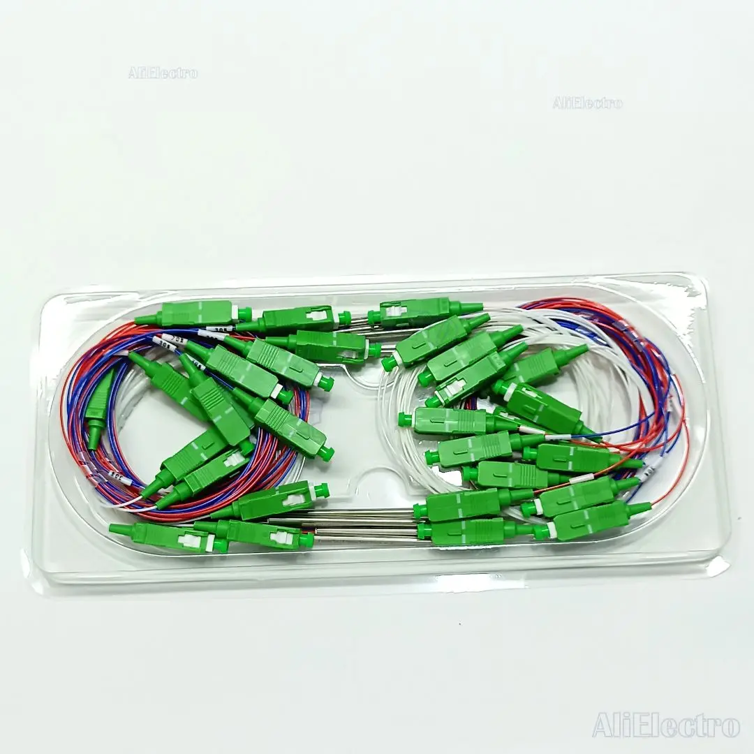 10pcs/lot 30/70 Fiber Optic FBT splitter 0.9mm with SC APC connector unbalanced coupler 70/30 optional split ratio