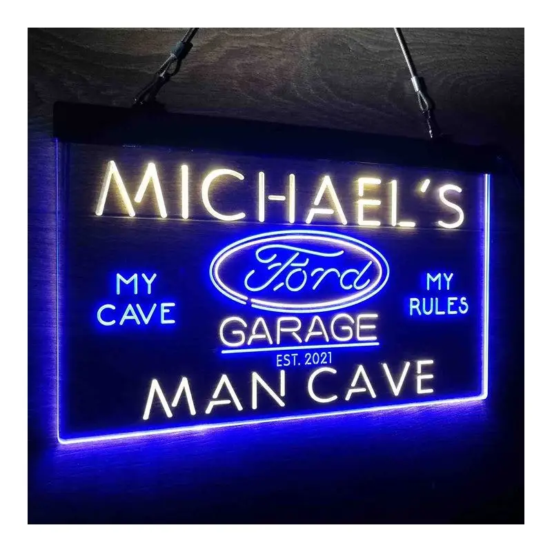 Imagem -02 - Custom Ford Garage Dual Color Neon Led Sign Car Home Bar Light Presente Mecânico para Homens Sinal de Oficina