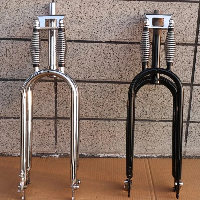 Widelec rowerowy Retro z podwójnym tłumiennikiem sprężynowym, rowery paliwowe, zmodyfikowany widelec rowerowy, widelec rowerowy Vintage, 26 cali * 4,0 Fat Wheel — zdjęcie 2