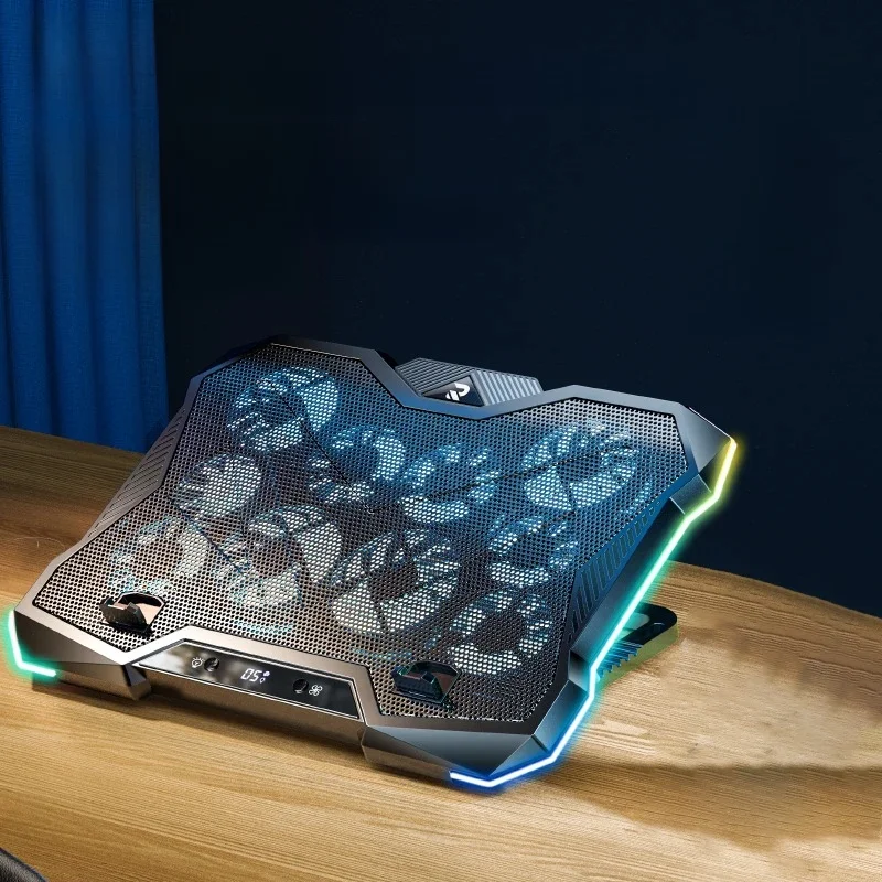 D11 Wyciszona podstawa chłodnicy do laptopa do gier ze składaną, regulowaną podstawką rozpraszającą ciepło RGB Wspornik chłodzący do notebooka 12-18 cali — zdjęcie produktu 7