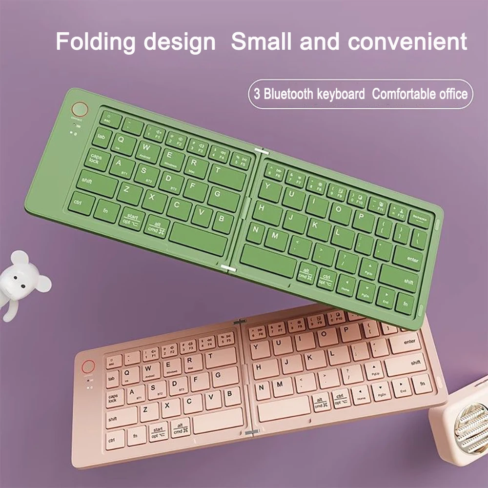 Foldable Keyboard Wireless Bluetooth Keyboard Rechargeable Folding Portable Keyboards For PC Mac Smartphone Windows iOS Android