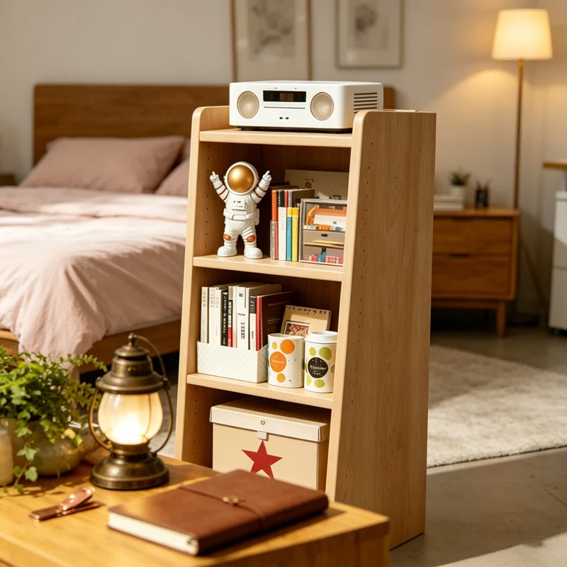 modern-light-minimalist-solid-wood-bookshelf-with-doors-integrated-wall-mounted-storage-rack-floor-standing-high-narrow-simple-b