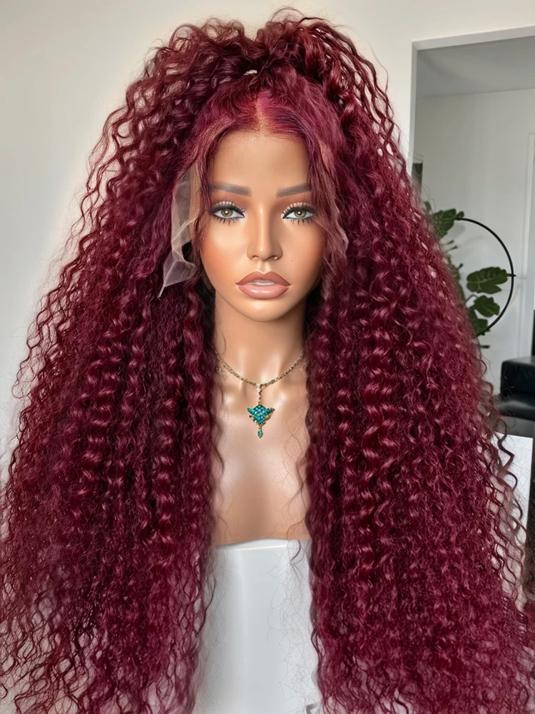 

250 Density 99J Burgundy 30 40 Inch Deep Wave HD 13x6 Lace Front Human Hair Wigs Red Curly 13x4 Lace Frontal Wig Wine Water Wave