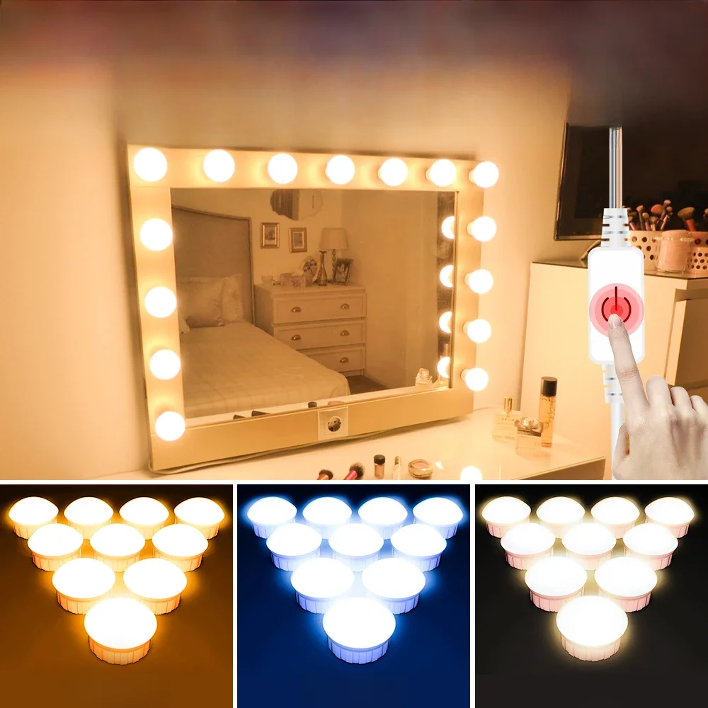 LED Vanity Lâmpadas para Decoração do Quarto, Make Up Mirror, Lâmpada de preenchimento, Regulável,