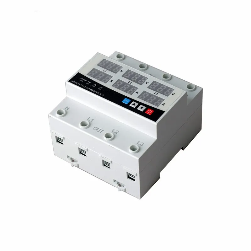3 Three Phase Voltage Current Relay Protector 63A 230V 3P Over Under Voltage Relay Current Limiter Adjustable Protect