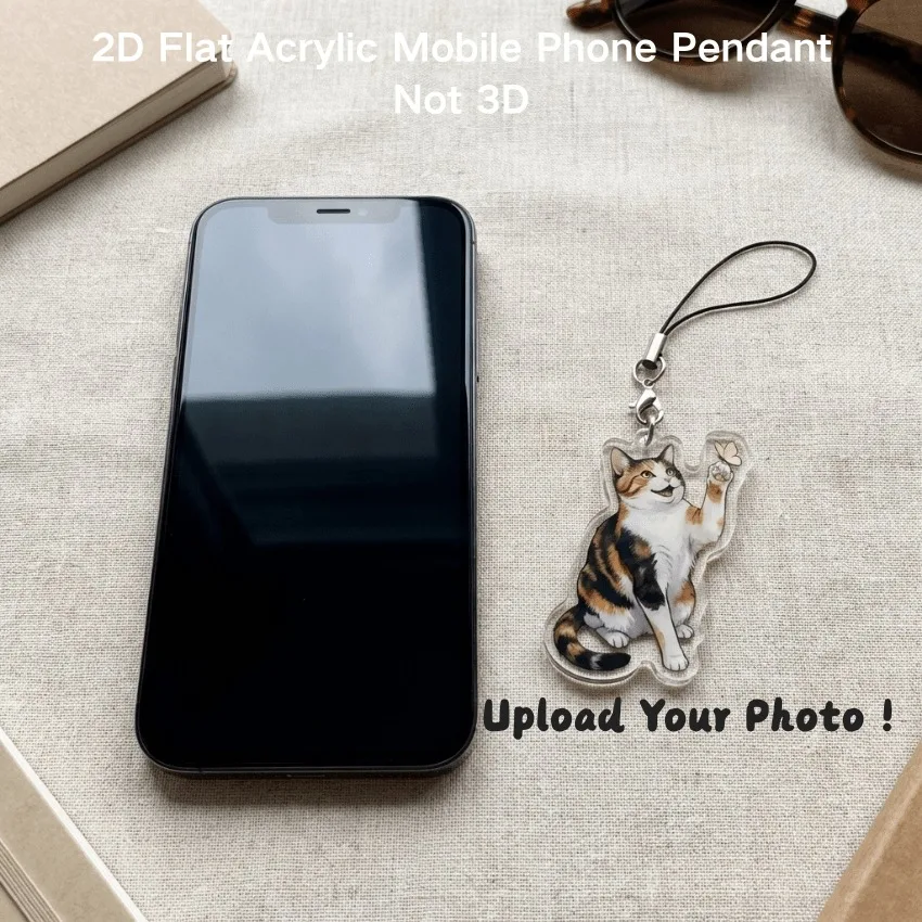 Custom Acrylic Phone Charm, Guinea Pig Photo Personalized Pet Acrylic Hollow Keychain, Cute Animal Pendant, 2d Flat