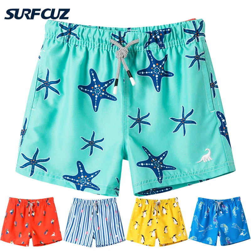 SURFCUZ Boys Swim Trunks Quick Dry Toddler Bathing Suits for Kids Summer Swimwear Baby Boy Swimsuit Boys Swim Beach Shorts