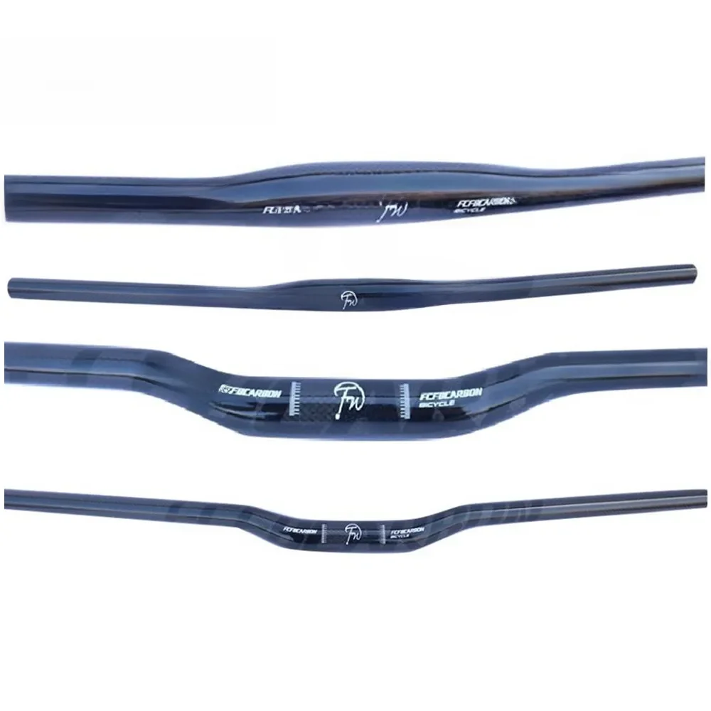 FCFB rower górski 3K pełne włókno węglowe płaskie poziome węgla kierownica rowerowa części rowerowe MTB 31.8*580-760mm czarny błyszczący — zdjęcie 2