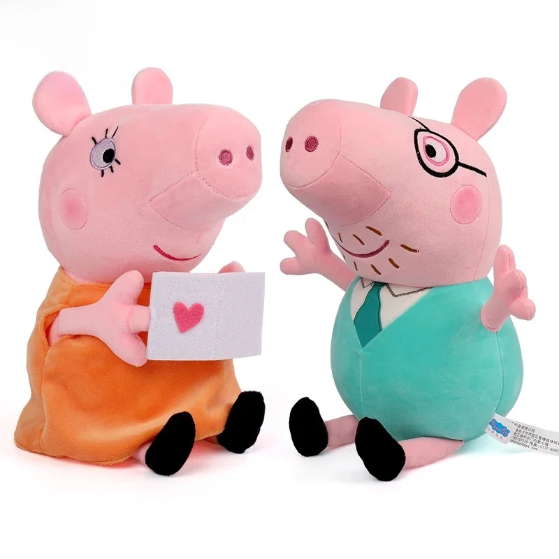 30CM Echte Peppa Pig Plüsch Puppe Peppa George Mama Papa Modell kinder Spielzeug Cartoon Anime Figur Kinder Geburtstag geschenke