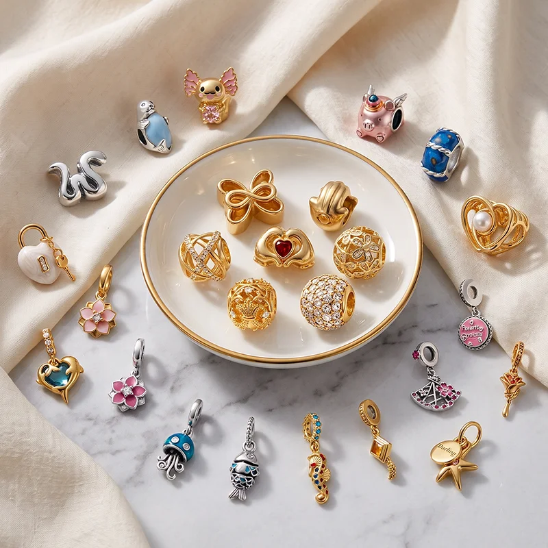 Fresh Collection DIY Ocean Sea Turtles Crocodiles Butterflies Animals Seashells Charm Bead Pendant Fit Original Bracelet Jewelry