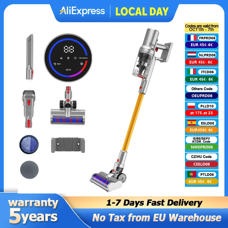 Liectroux i10 aspirapolvere Wireless senza fili portatile per elettrodomestici, 27KPA, rimozione polvere intelligente, grande Touch Screen, velocità automatica