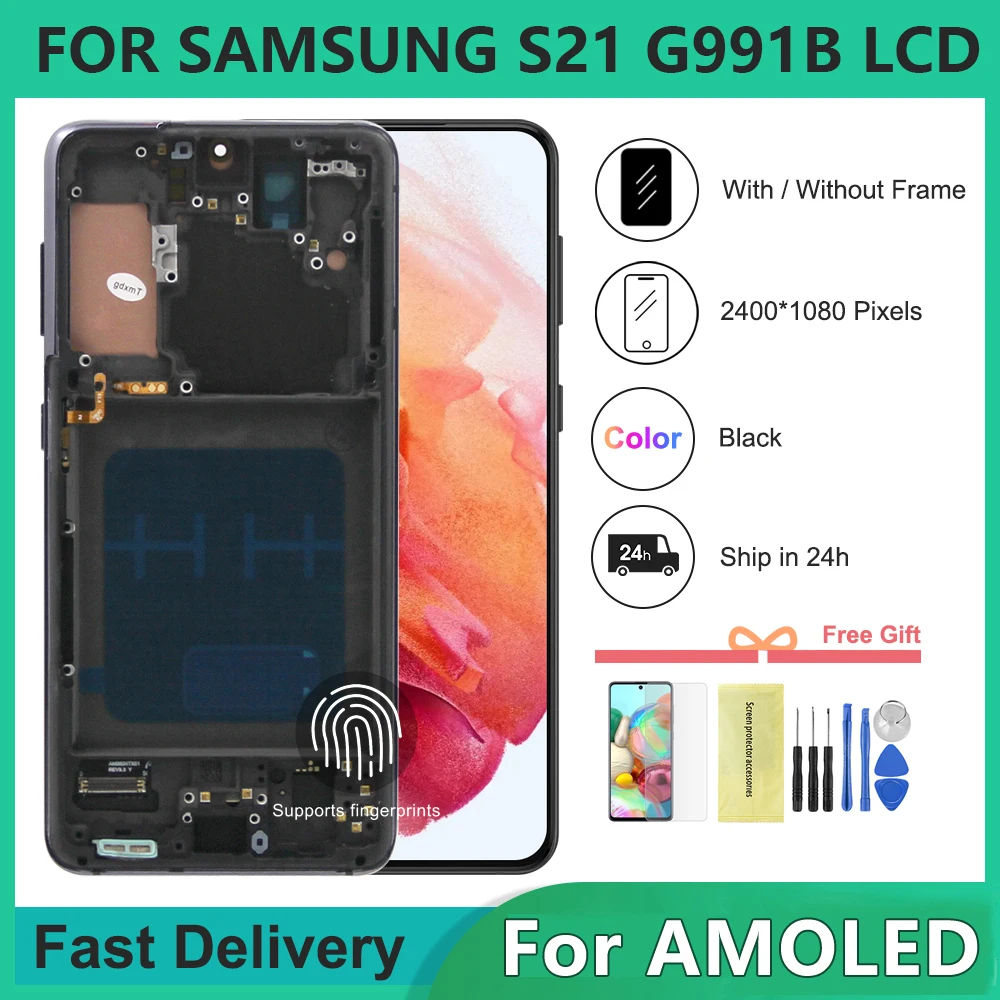 For AMOLED For Samsung S21 5G LCD Display Touch Screen Digitizer Replace for Samsung S21 5G G991 SM-G991B LCD