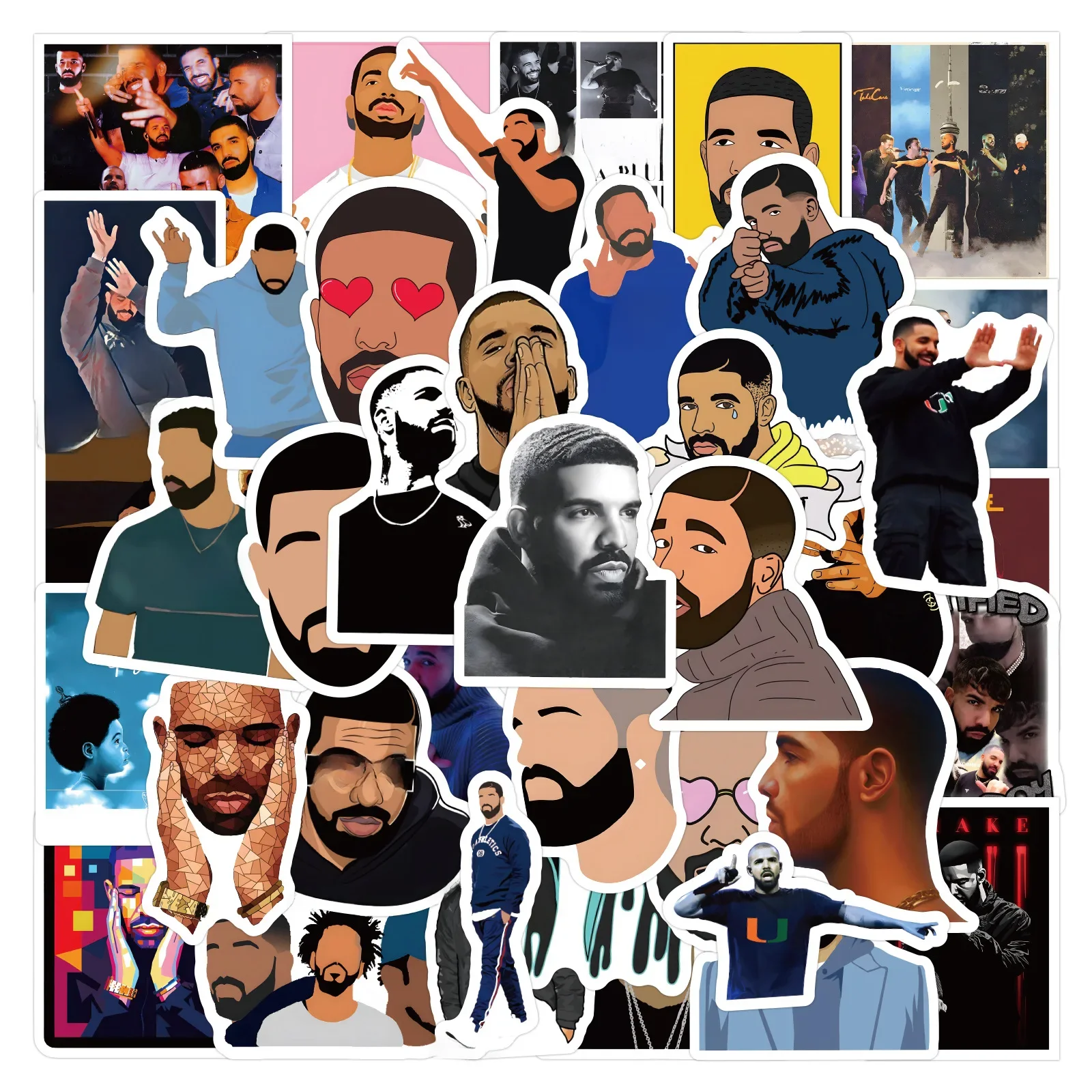 64PCS Hot Rap Drake Aufkleber Cartoon Wasserdichte Graffiti Aufkleber Gepäck Notebook Gitarre Personalisierte Aufkleber Spielzeug