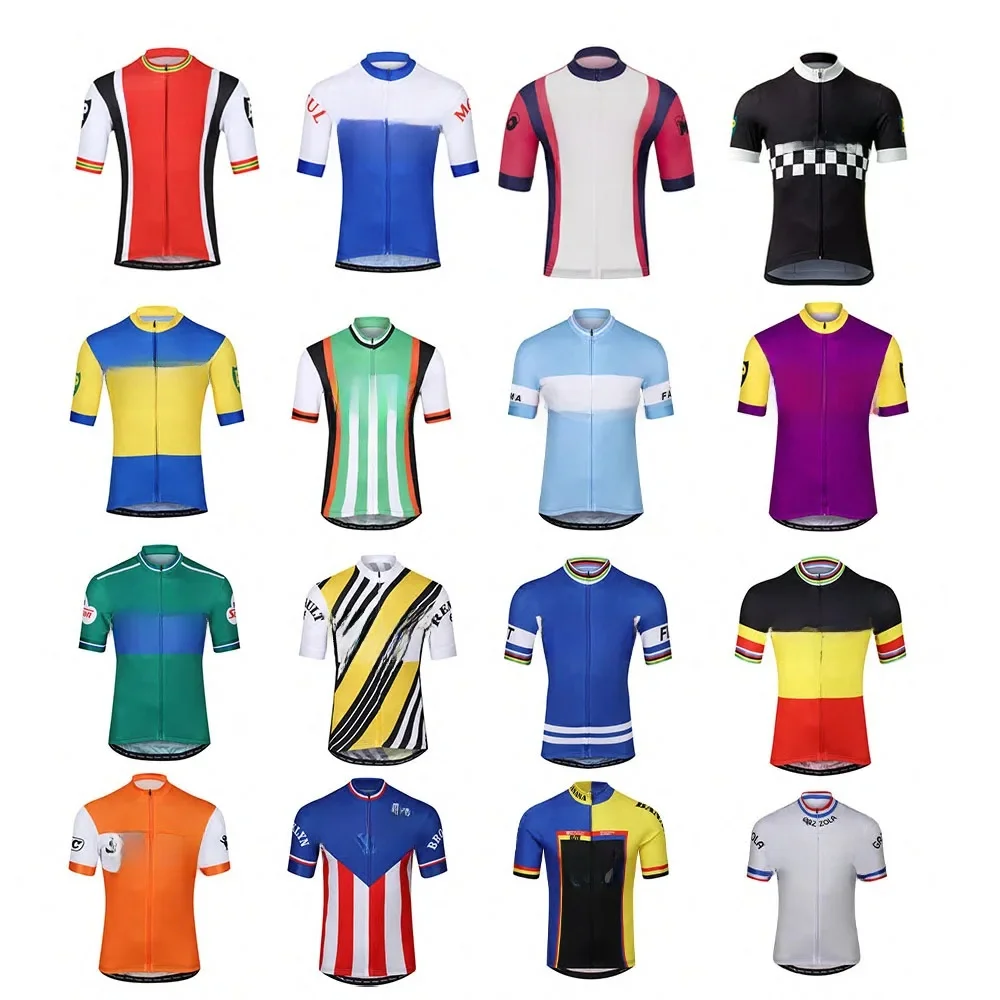 AliExpress 16 Styles Retro Lejeune BP Margnat Mercier Puch Wolber Men Short Sleeve Cycling Jersey