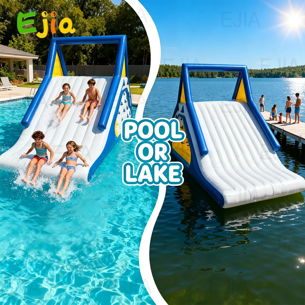 

Commercial Grade Inflatable Water Slide PVC Floating Water Park Triangle Slide with Ladder For Adults & Kids Party