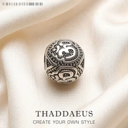 Om Beads,Pure 925 Sterling Silver Yoga Charms Buddhist Buddha DIY Jewelry Accessories Gift