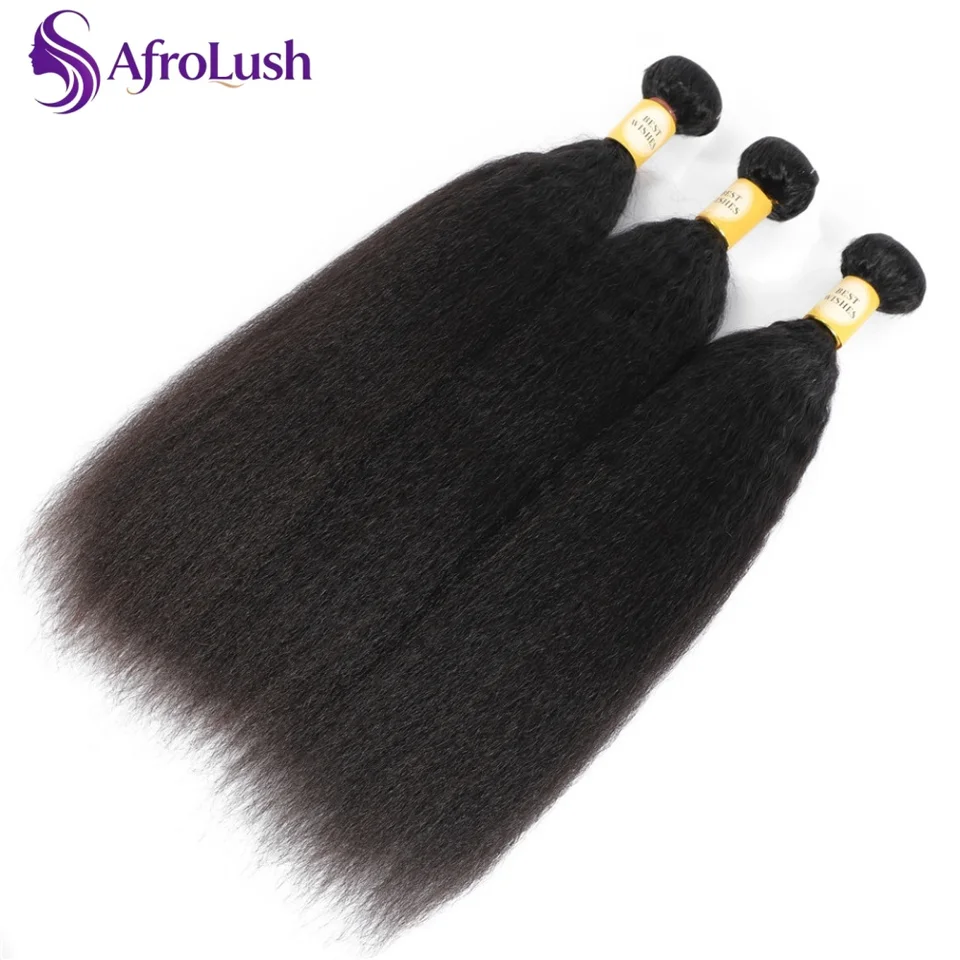 Paquetes de cabello humano kinky straight de 26 pulgadas, 100% humano, yaki liso, 1/3/4 paquetes 3