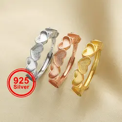 6MM Keepsake Mother Milk Resin Heart Ring Settings Stackable 6 Stones Solid 925 Sterling Silver Rose Gold Plated DIY 1294391