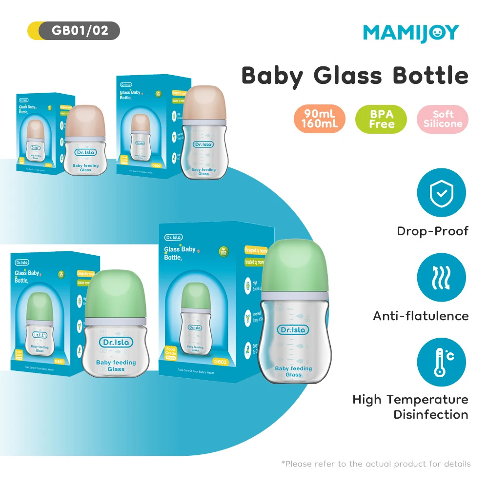 

MAMIJOY 1PCS Newborn Feeding Bottles 90ML/160ML Baby Bottle Glass Bottles Anti-flatulence Milk Feeding Bottles Infant BPA free